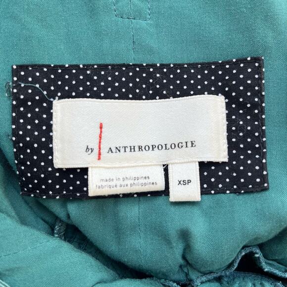 Anthropologie Green Halter Style Bionda Plisse Wide Leg Jumpsuit Pockets XSP - Picture 5 of 9